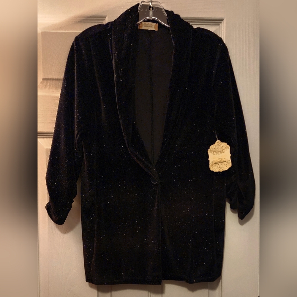 NWT altar'd state Sparkly Black VELVET Style Jacket Blazer • 1 Button • Size M